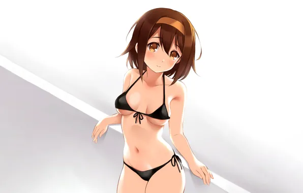 Girl, sexy, cleavage, brown hair, brown eyes, boobs, anime, beautiful