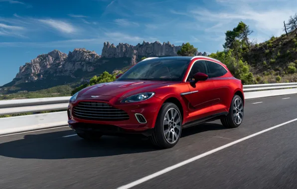 Road, red, SUV, Aston Martin, crossover, Aston Martin DBX