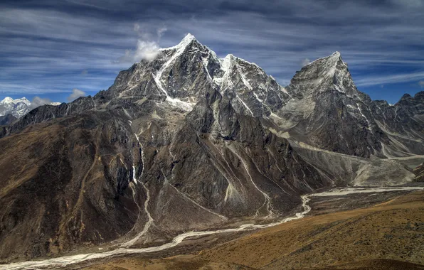 The sky, mountains, tops