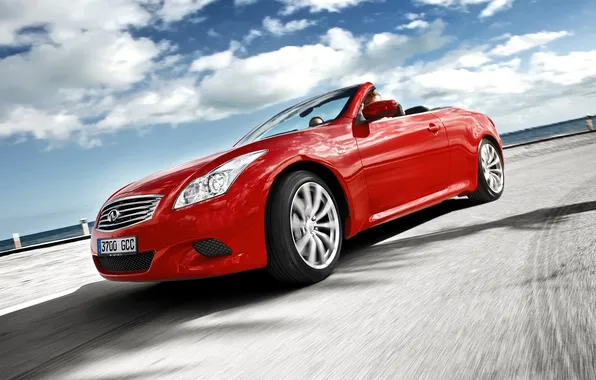 Road, the sky, clouds, infiniti, convertible, g37