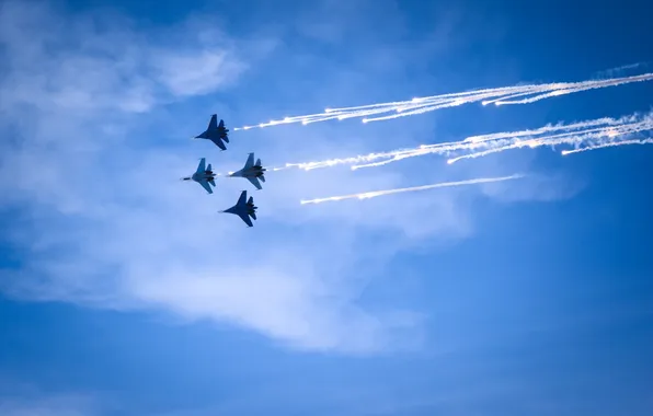 The sky, flight, fighters, su 27
