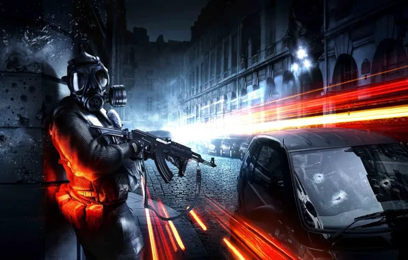 Picture machine, the city, soldiers, machine, Battlefield 3, russian