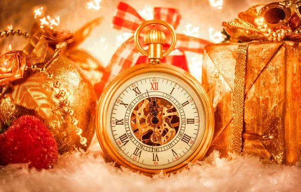 Gift, watch, Christmas decorations