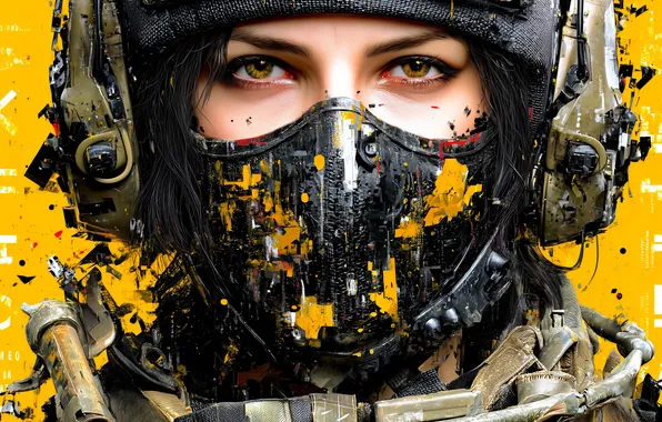 Girl, fantasy, soldier, armor, science fiction, sci-fi, cyberpunk, digital art