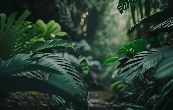 Greens, forest, leaves, nature, tropics, thickets, plants, jungle