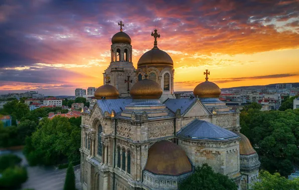 The sky, sunset, nature, height, home, Church, Cathedral, Bulgari