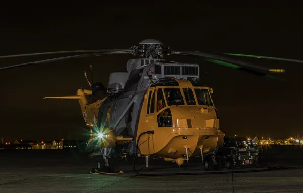 The evening, helicopter, the airfield, Sea King, Sikorsky S-61