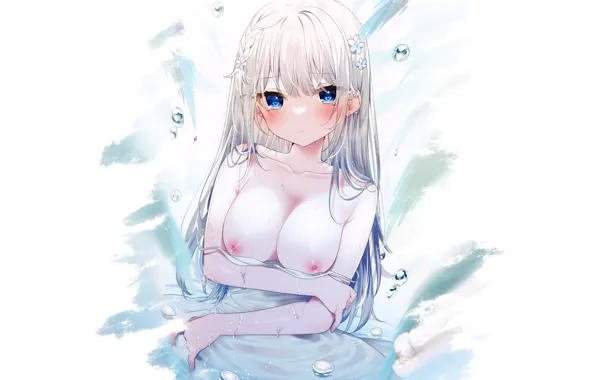 Kawaii, girl, white, hot, fantasy, sexy, nipples, boobs