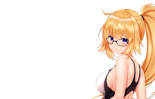 Girl, sexy, cleavage, long hair, boobs, anime, beautiful, purple eyes