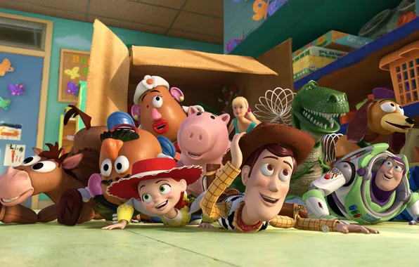 Picture room, box, Pixar, Toy Story 3, Toy story:the Great escape