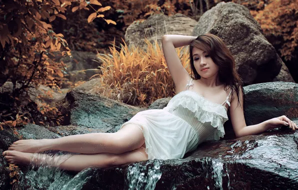 Girl, background, Asian