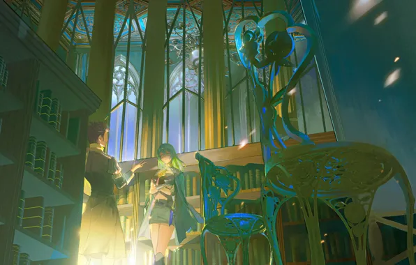 Girl, room, books, male, Fire Emblem, Claude Von Riegan, Byleth Eisner