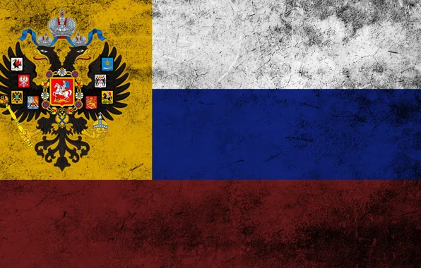Eagle, flag, coat of arms, Russia, tricolor, concrete, the Russian Empire, the two-headed eagle