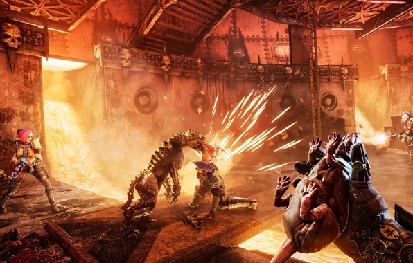 The game, dog, battle, lava, ruins, warhammer, rat, shooter