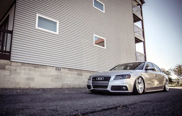 Picture Audi, Audi, silver, metallic, stance, frontside