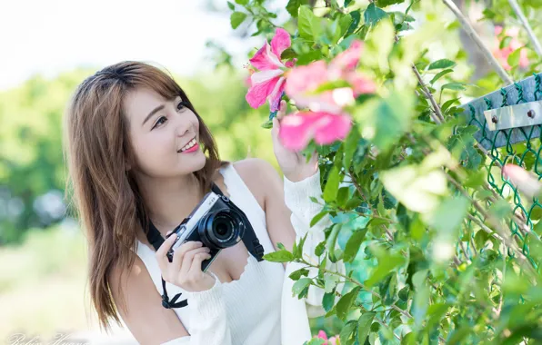 Mood, garden, women, asian, portrait