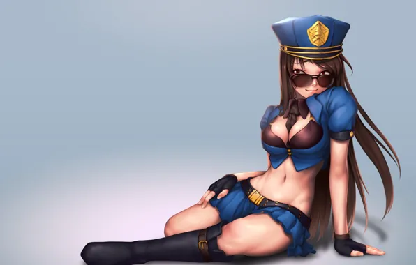 Picture the game, anime, art, League of Legends, Caitlyn, Sheriff, Caitlin