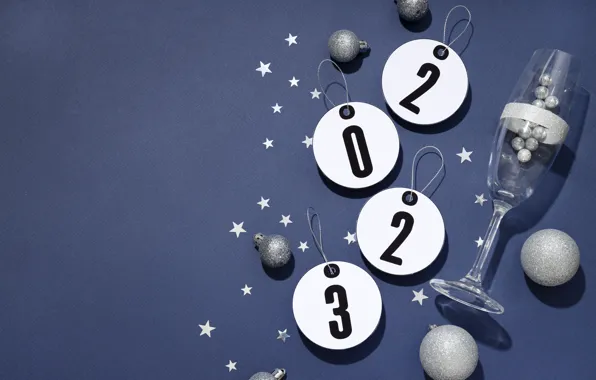 Balls, glass, figures, New year, round, mugs, white, stars