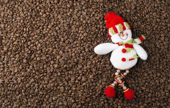 Winter, background, holiday, hat, toy, coffee, Christmas, New year