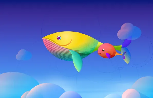 The sky, clouds, fish, kit