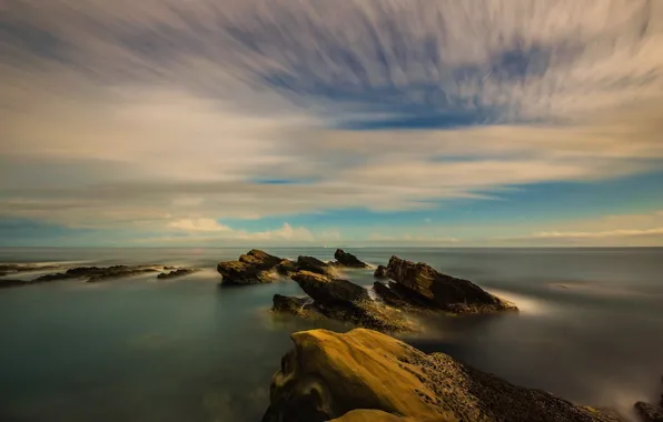 Picture sea, the sky, clouds, landscape, nature, stones, rocks, shore