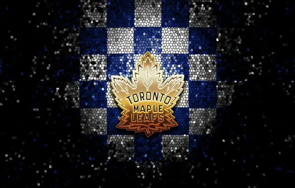 Wallpaper, sport, logo, NHL, hockey, glitter, checkered, Toronto Maple Leafs