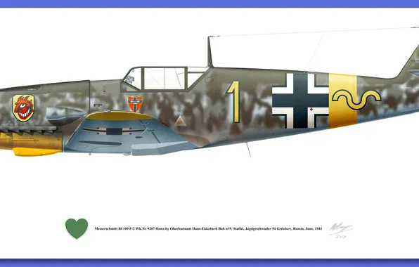 Picture military, illustration, avion, 109 bf f