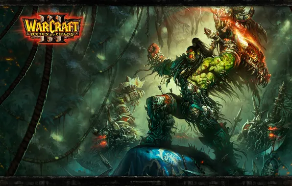 Warcraft, warriors, orcs, Grommash, Thunder Bully, the Warsong