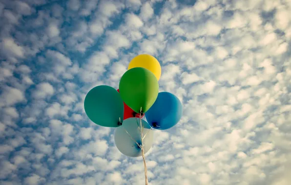 Picture the sky, clouds, balls, balloons, background, widescreen, Wallpaper, mood