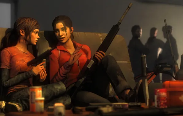 Girl, gun, weapons, girl, Left 4 Dead, crossover, Zoey, The Last of Us