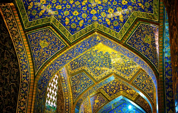 Pattern, paint, architecture, Iran, Isfahan, Imam