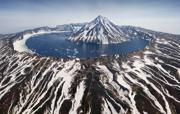 Picture Onekotan Island, volcano Krenitsyn, Kuril Islands