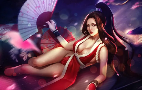 Picture girl, figure, figure, fan, art, beauty, KOF, Mai Shiranui