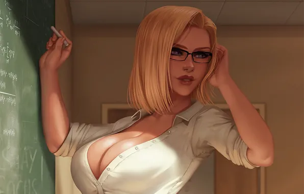 Girl, sexy, cleavage, boobs, anime, beautiful, short hair, purple eyes
