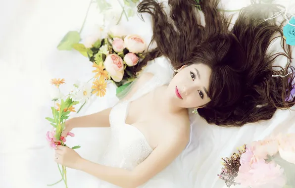 Girl, background, Asian