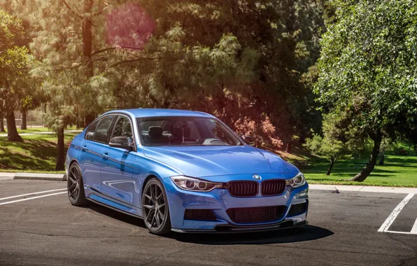 Picture BMW, wheels, Vorsteiner, blue, 328i, f30, frontside