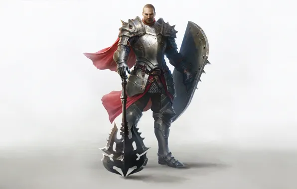 Picture Fantasy, Art, Style, Warrior, Minimalism, Characters, Shield, Armor