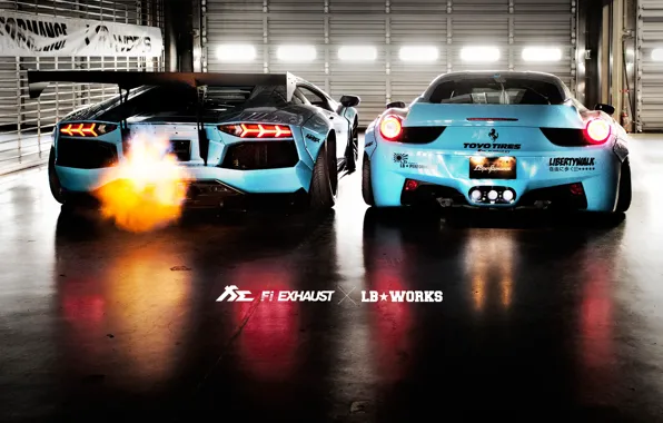 Picture Lamborghini, Ferrari, 458, Aventador, Italia, LP700, Liberty Walk, Fi Exhaust