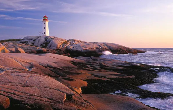 Sea, the sky, water, clouds, nature, shore, lighthouse, architecture