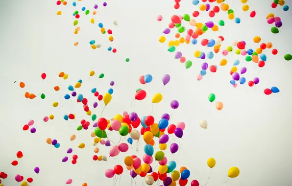 Flight, joy, color, rainbow, balloons
