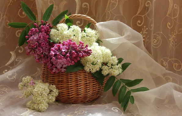 Basket, lilac, tulle
