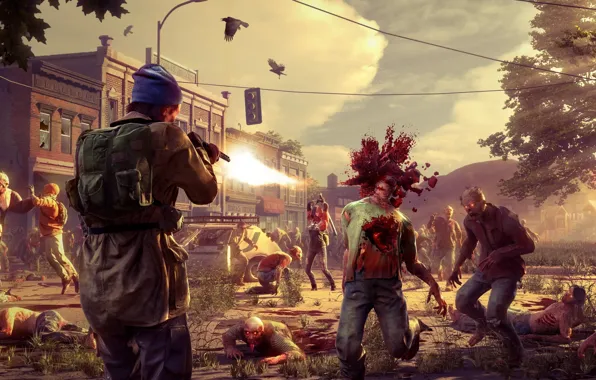 Gun, blood, game, undead, weapon, fight, shotgun, State of Decay