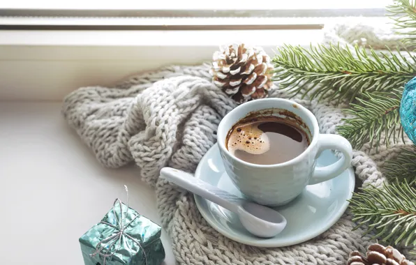 Picture winter, decoration, New Year, Christmas, Christmas, winter, cup, window