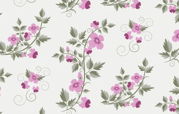 Vector, texture, retro, with, flowers, pattern, floral