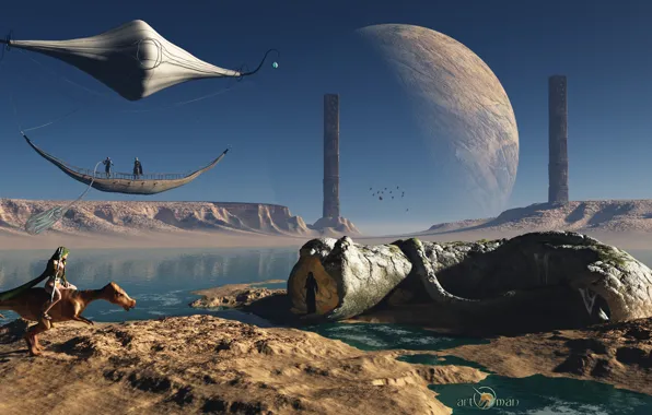 Picture pond, housing, View image, planet, construction