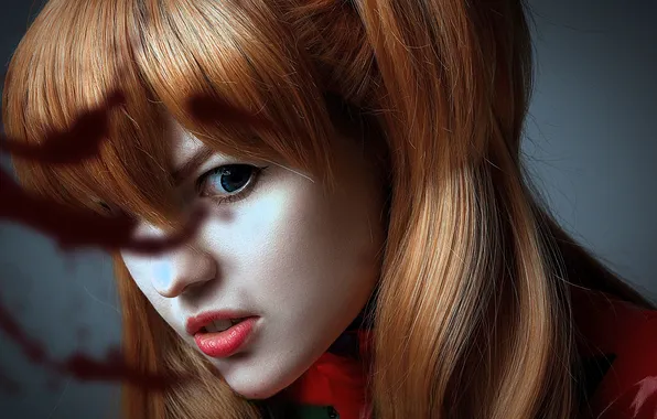 Look, face, emotions, image, red, cosplay, Evangelion