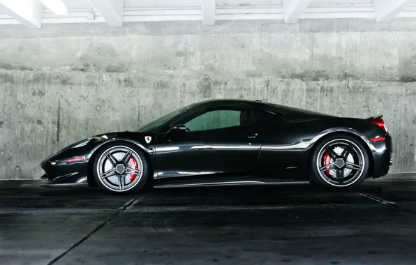 Wall, black, profile, wheels, ferrari, Ferrari, drives, black