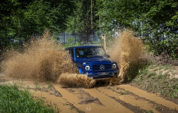 Picture squirt, blue, Mercedes-Benz, SUV, 4x4, G-Class, 2019