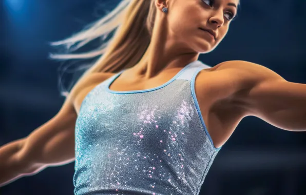 Girl, Blonde, Athlete, Digital art, Gymnast, AI art, The Art of Artificial Intelligence, Neural network