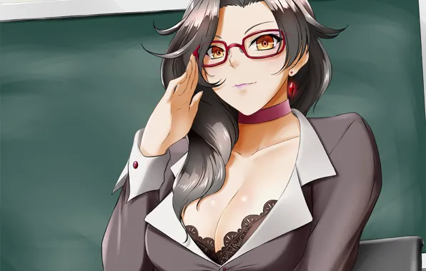 Girl, sexy, lingerie, bra, cleavage, long hair, boobs, anime